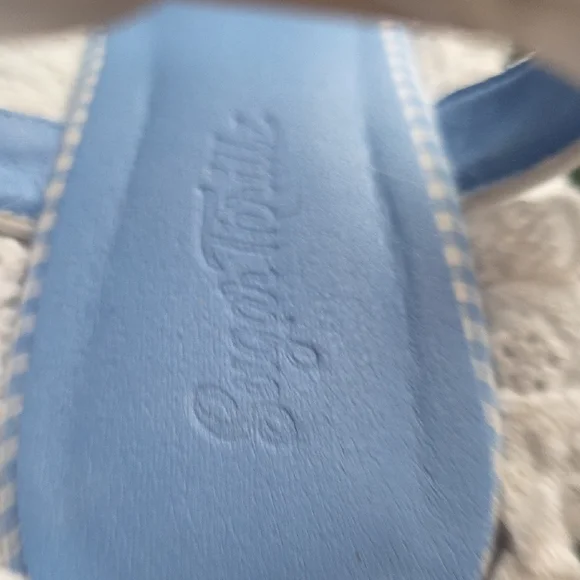 Gingham Eyelet Lace Ruffled Wedge Heels Sugar Thrillz - Blue - Picture 4 of 4